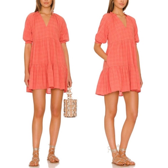 Steve Madden Ruffle Tiered Babydoll Mini Dress Size XL Ginger Beach Vacation - Picture 1 of 9